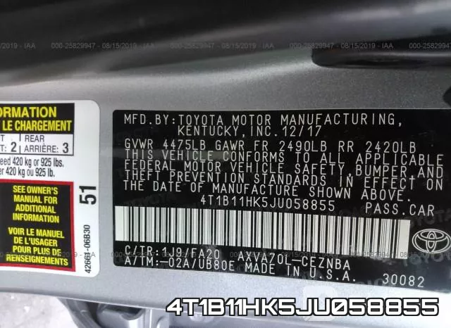 4T1B11HK5JU058855 фото 10
