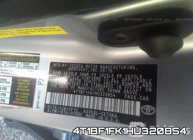 4T1BF1FK1HU320854 фото 10