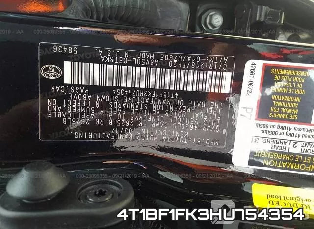4T1BF1FK3HU754354 фото 10