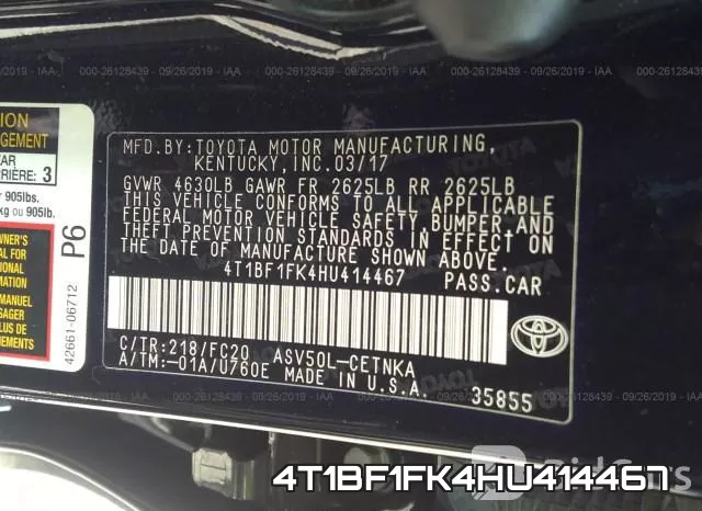 4T1BF1FK4HU414467 фото 10