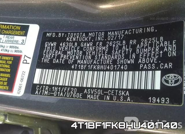 4T1BF1FK8HU401740 фото 10