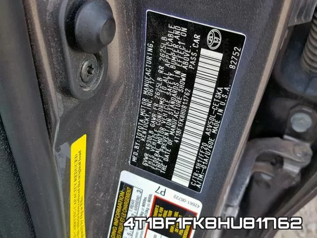 4T1BF1FK8HU811762 фото 2