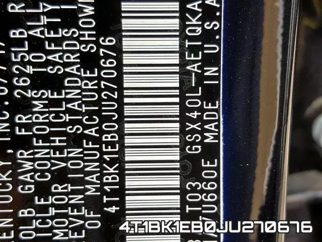 4T1BK1EB0JU270676 фото 2