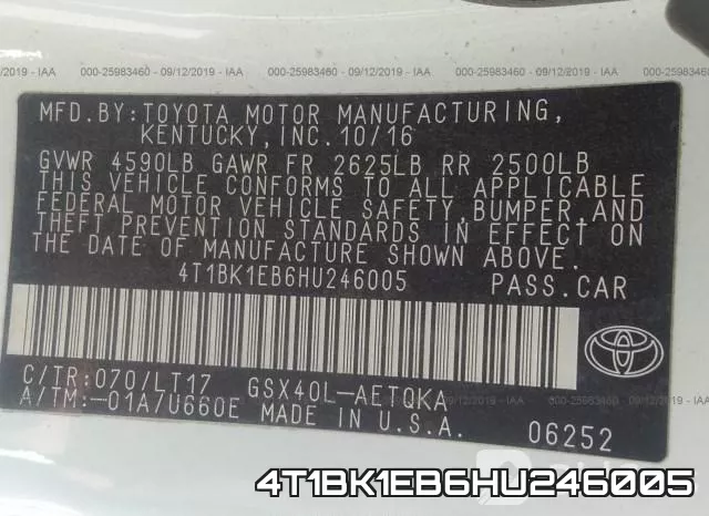 4T1BK1EB6HU246005 фото 10