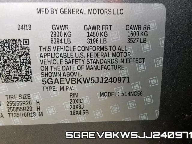 5GAEVBKW5JJ240971 фото 2