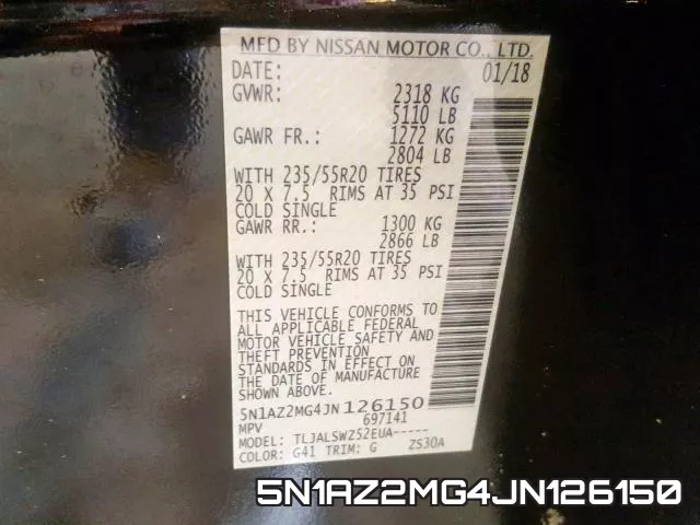 5N1AZ2MG4JN126150 фото 2