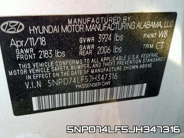 5NPD74LF5JH347316 фото 2