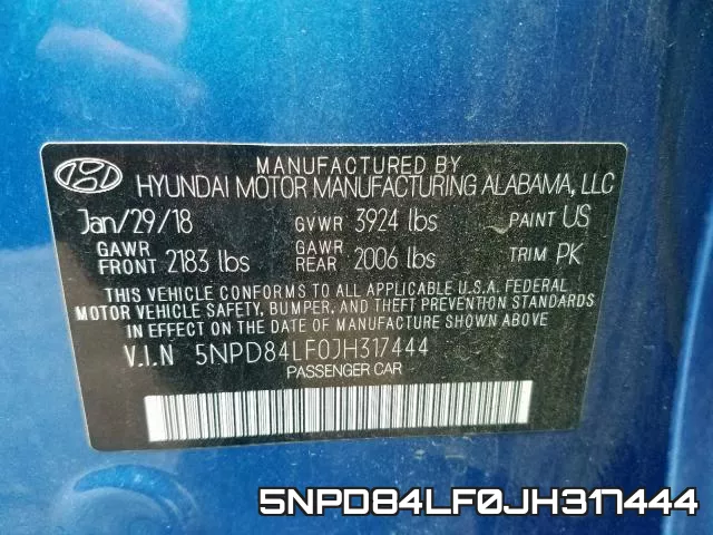 5NPD84LF0JH317444 фото 2