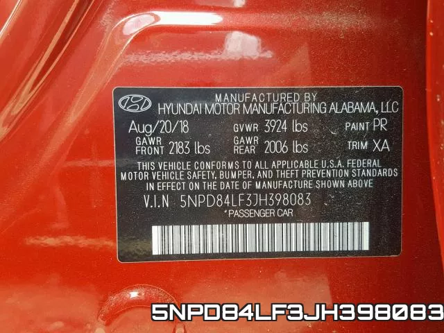 5NPD84LF3JH398083 фото 2