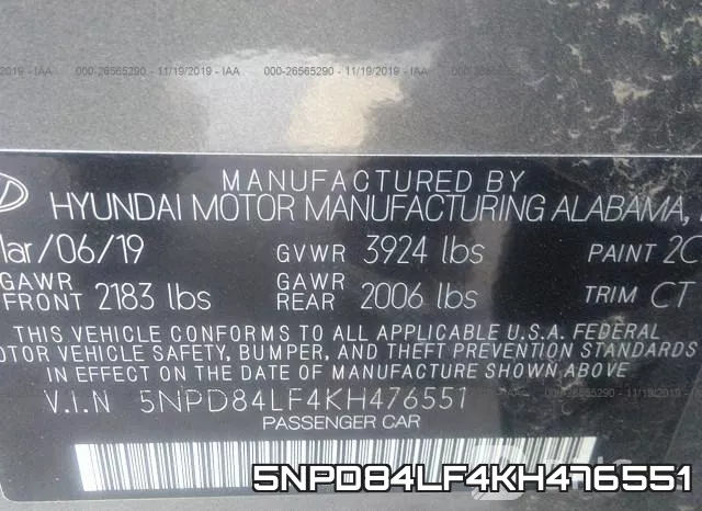 5NPD84LF4KH476551 фото 10