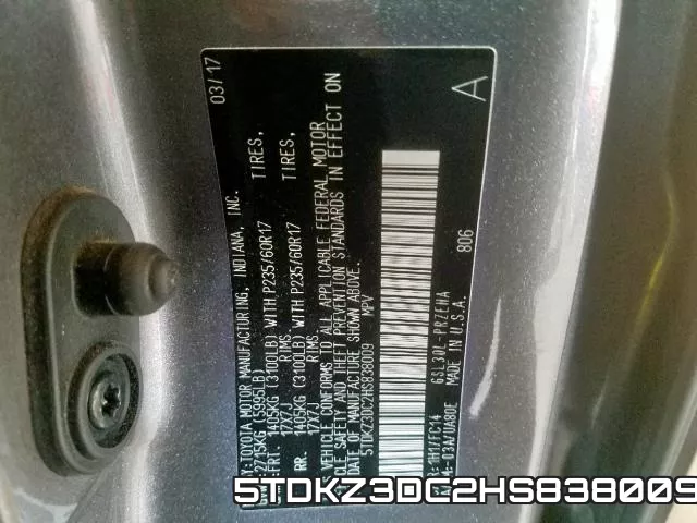 5TDKZ3DC2HS838009 фото 2
