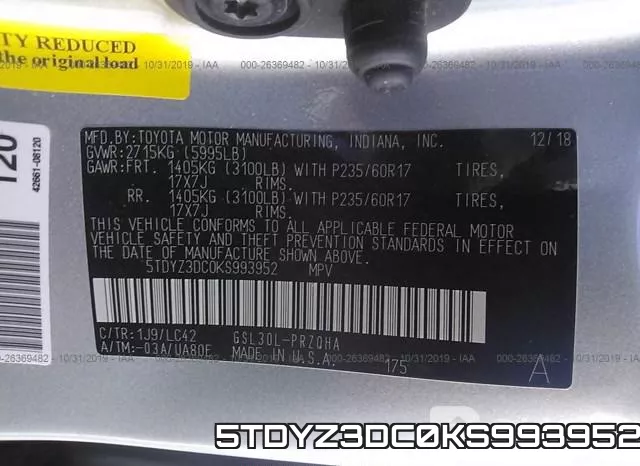 5TDYZ3DC0KS993952 фото 10