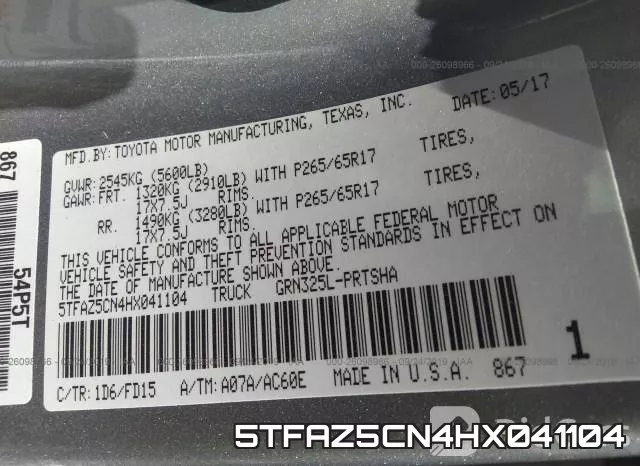 5TFAZ5CN4HX041104 фото 10