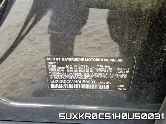 5UXKR0C51H0U50031 фото 2