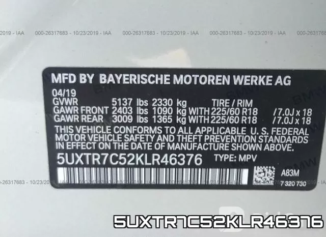5UXTR7C52KLR46376 фото 10