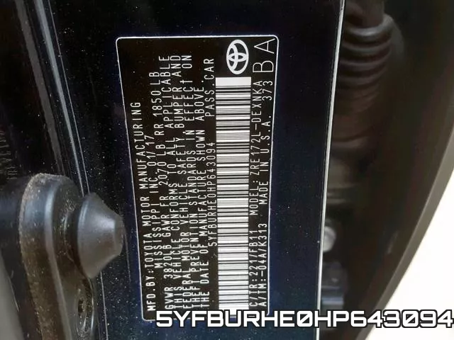 5YFBURHE0HP643094 фото 2