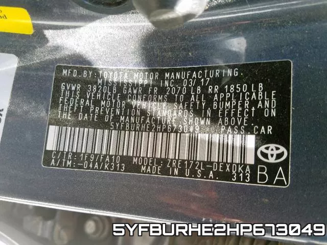5YFBURHE2HP673049 фото 2
