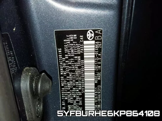 5YFBURHE6KP864108 фото 2