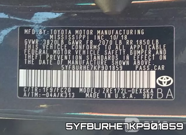 5YFBURHE7KP901859 фото 10