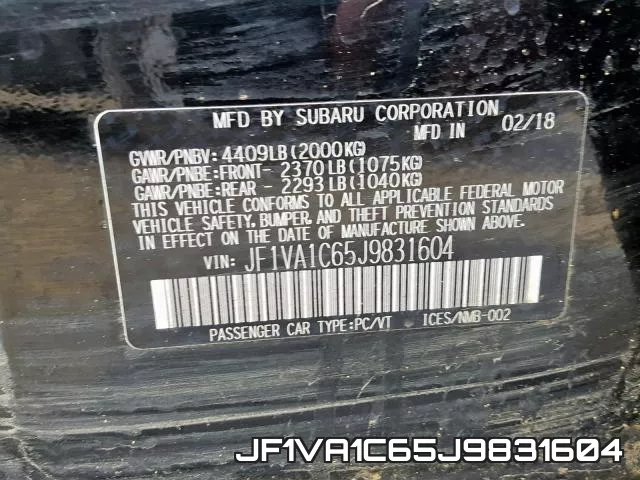 JF1VA1C65J9831604 фото 2