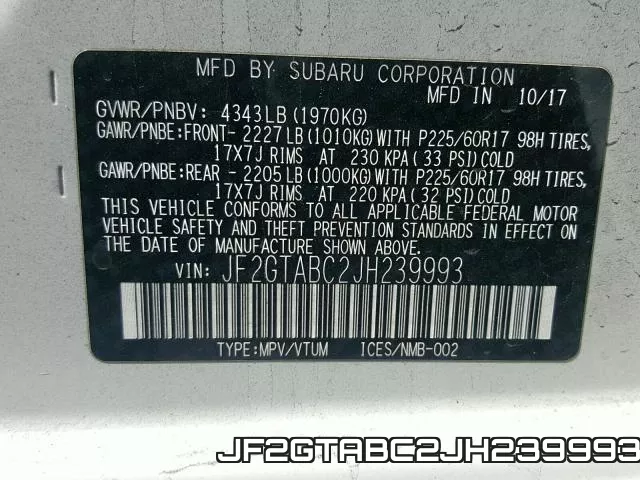 JF2GTABC2JH239993 фото 2