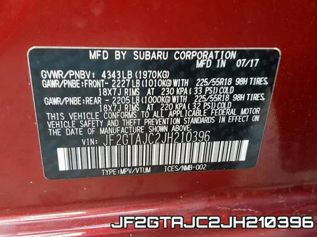 JF2GTAJC2JH210396 фото 2