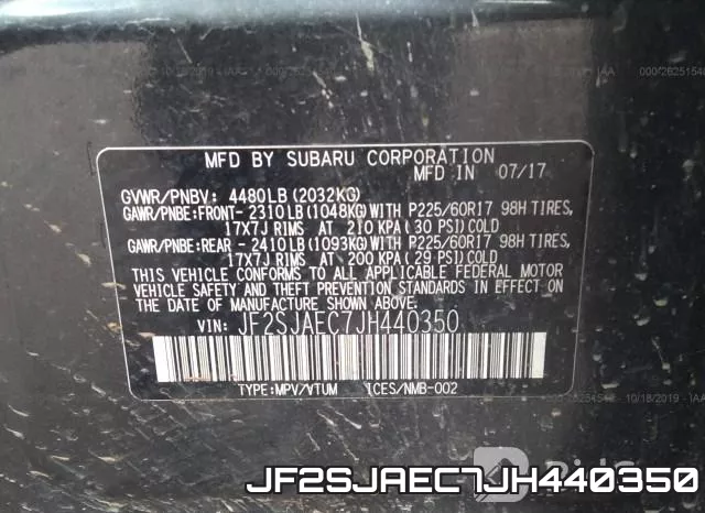 JF2SJAEC7JH440350 фото 10