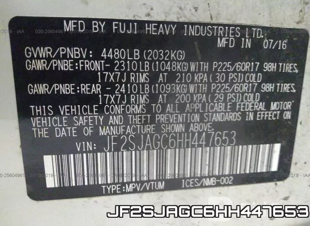 JF2SJAGC6HH447653 фото 10