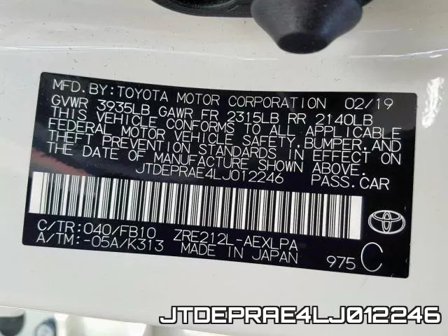 JTDEPRAE4LJ012246 фото 2
