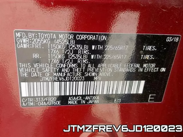 JTMZFREV6JD120023 фото 2