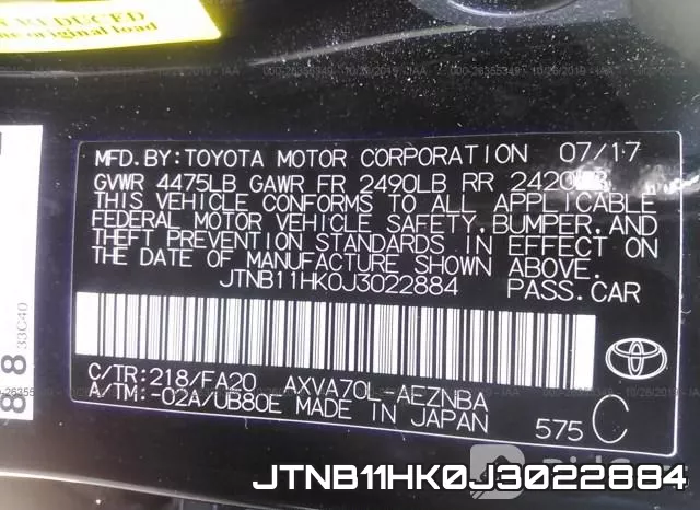 JTNB11HK0J3022884 фото 10