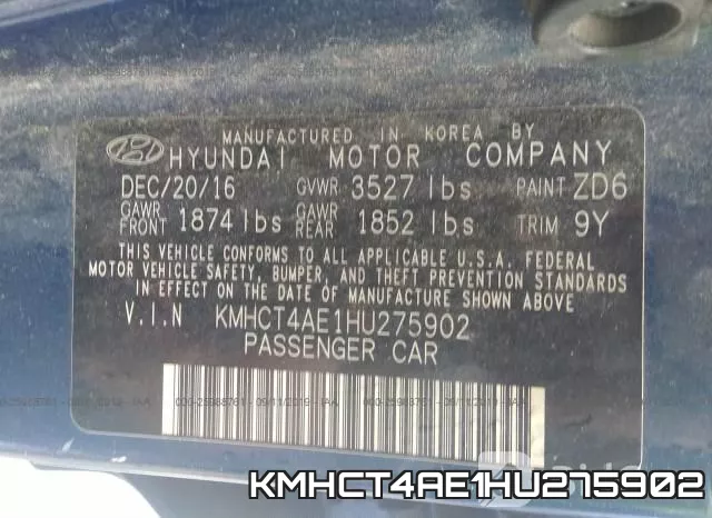 KMHCT4AE1HU275902 фото 10