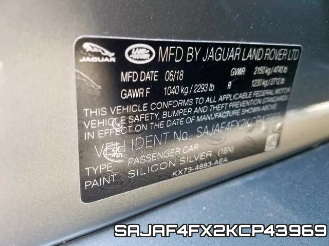 SAJAF4FX2KCP43969 фото 2