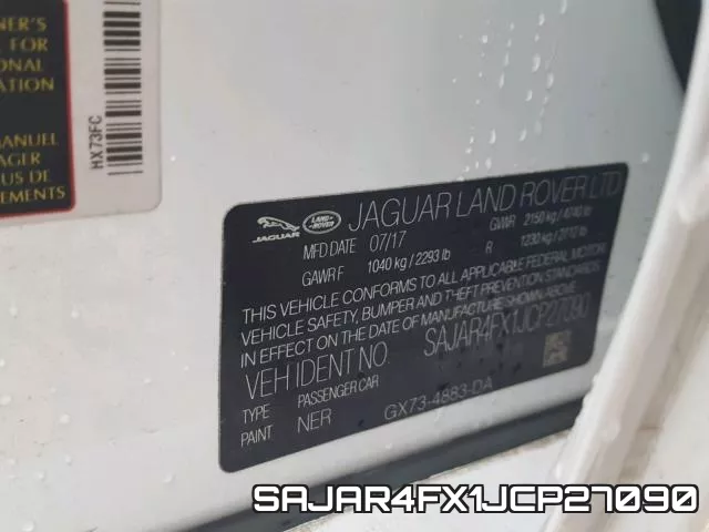 SAJAR4FX1JCP27090 фото 2