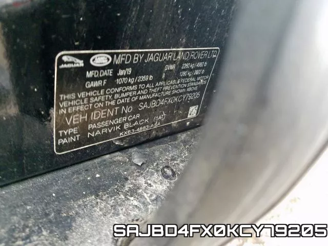 SAJBD4FX0KCY79205 фото 2