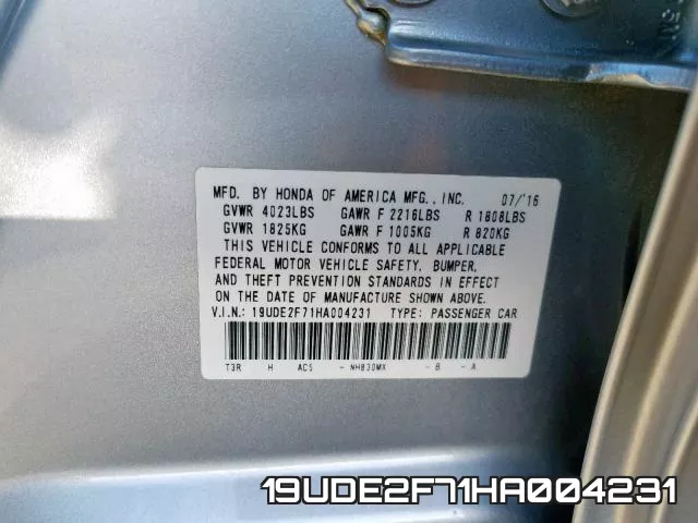 19UDE2F71HA004231 фото 2