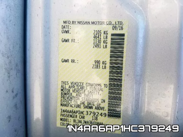 1N4AA6AP1HC379249 фото 2