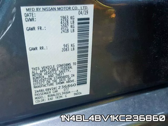 1N4BL4BV1KC236860 фото 2
