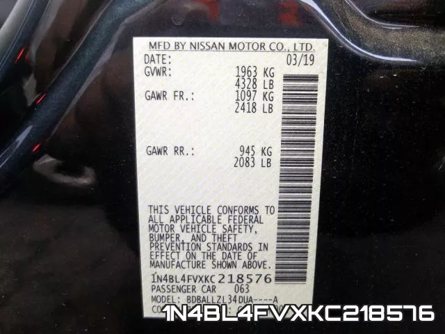 1N4BL4FVXKC218576 фото 2