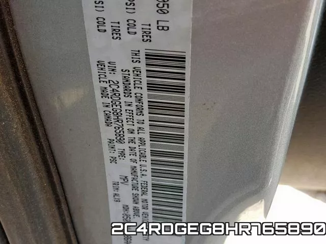 2C4RDGEG8HR765890 фото 2