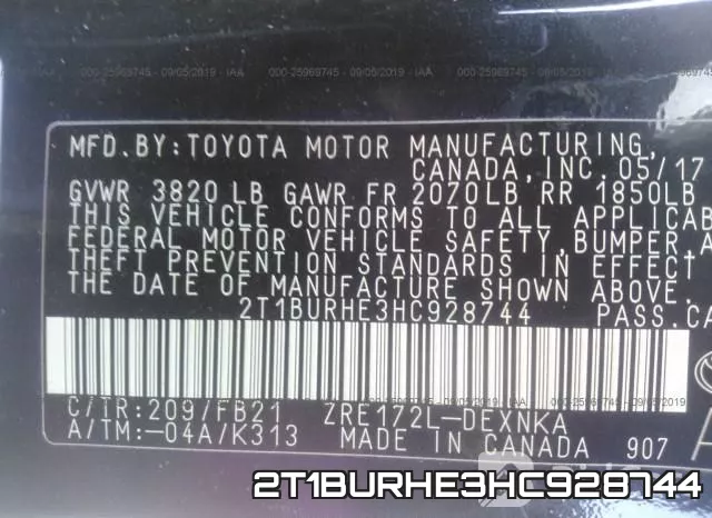 2T1BURHE3HC928744 фото 10