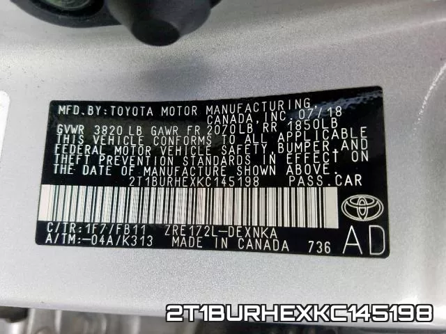 2T1BURHEXKC145198 фото 2