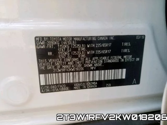 2T3W1RFV2KW018206 фото 2