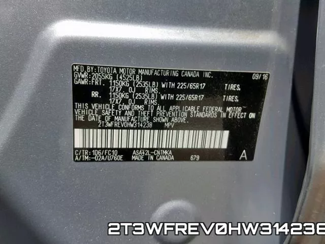 2T3WFREV0HW314238 фото 2