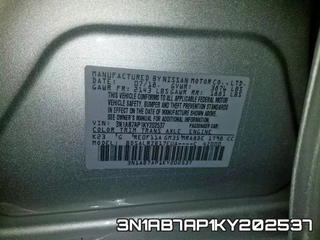 3N1AB7AP1KY202537 фото 2