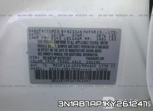 3N1AB7AP1KY261247 фото 10
