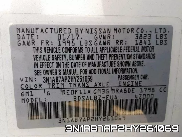 3N1AB7AP2HY261069 фото 2