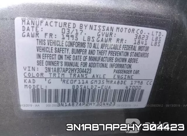 3N1AB7AP2HY304423 фото 9