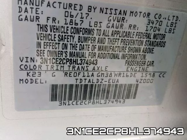 3N1CE2CP8HL374943 фото 2