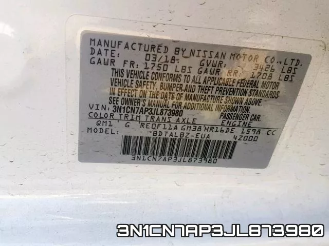 3N1CN7AP3JL873980 фото 2